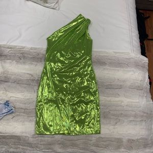 Fashion Nova Green Metallic Mini Dress